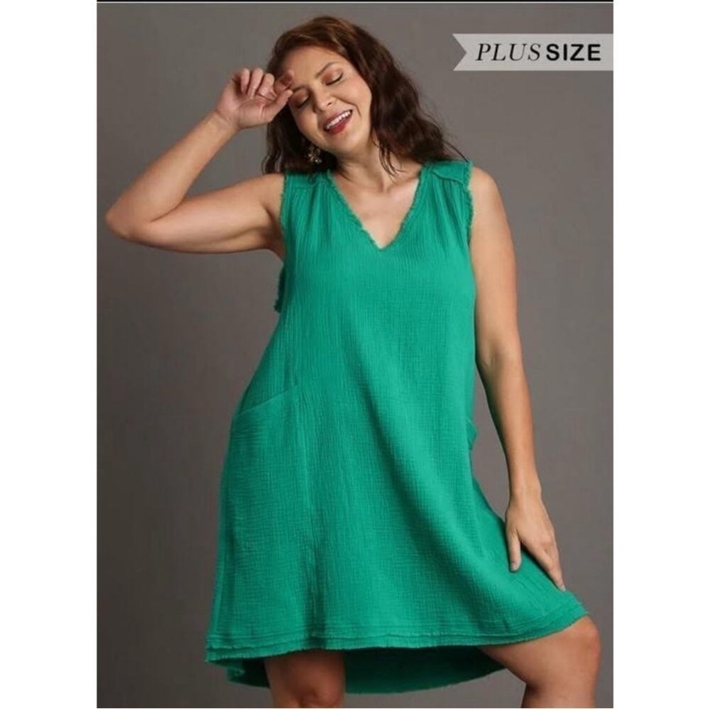 New Umgee XL Cotton Gauze Sleeveless Dress With Pockets
